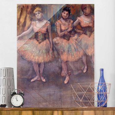 Glasbild - Kunstdruck Edgar Degas - Drei Tänzerinnen vor dem Exercice - Impressionismus Hoch 3:4