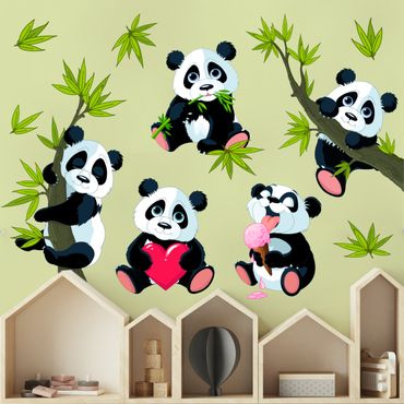 Wandtattoo - Pandabären Set Herz