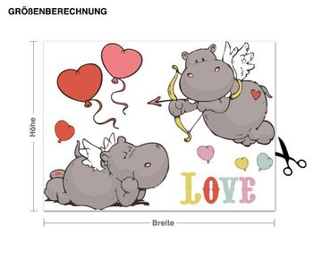 Wandtattoo Love Hippos