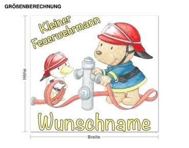 Wunschtext-Wandsticker Steinbeck Kleiner Feuerwehrmann