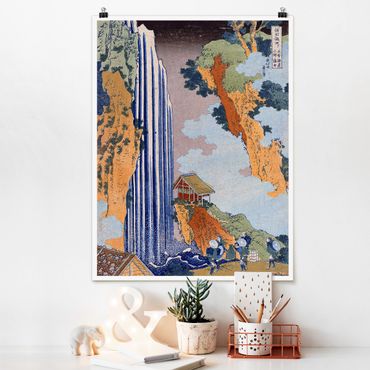 Poster - Katsushika Hokusai - Ono Wasserfall - Hochformat 3:4