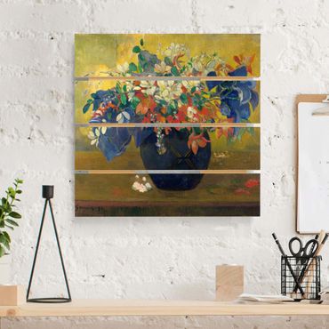 Holzbild - Paul Gauguin - Vase mit Blumen - Quadrat 1:1