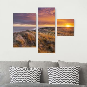 Leinwandbild 3-teilig - Sonnenaufgang am Strand auf Sylt - Collage 1