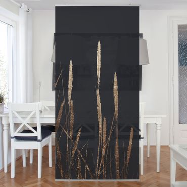 Raumteiler - Grafische Pflanzenwelt - Goldenes Schilf - 250x120cm