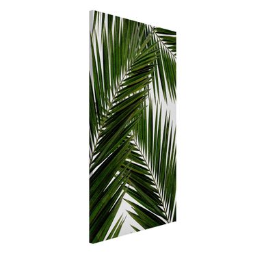 Magnettafel - Blick durch grüne Palmenblätter - Hochformat 3:4