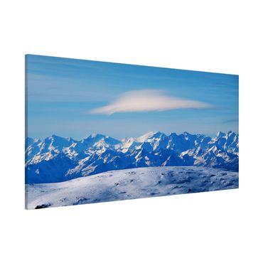 Magnettafel - Verschneite Bergwelt - Panorama Querformat