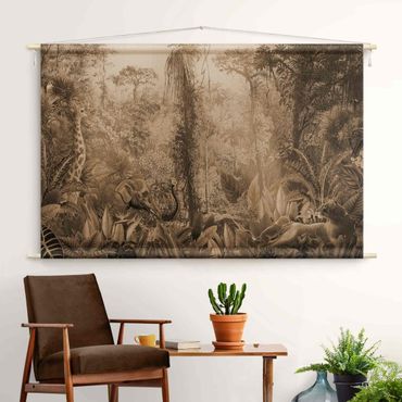 Wandteppich - Antiker Dschungel Sepia - Hochformat 3:2
