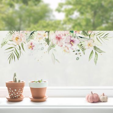 Fensterfolie - Sichtschutz - Aquarell Blüten Arrangement - Fensterbilder