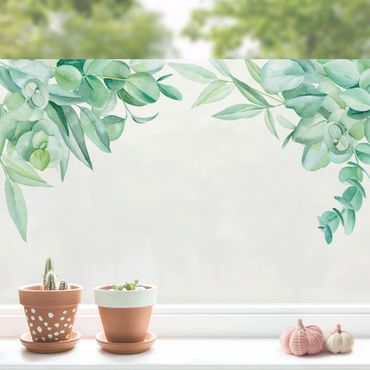 Fensterfolie - Sichtschutz - Aquarell Eukalyptus Ornament - Fensterbilder