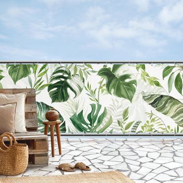 Balkon Sichtschutz - Aquarell Tropische Blätter und Ranken II