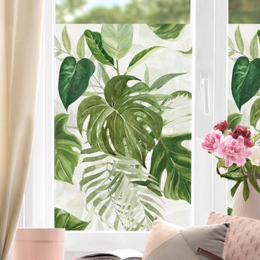 Fensterfolie - Sichtschutz - Aquarell Tropisches Arrangement mit Monstera - Fensterbilder