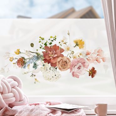 Fensterfolie - Sichtschutz - Aquarell Wildblüten - Fensterbilder