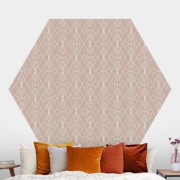 Hexagon Mustertapete selbstklebend - Art Deco Diamant Muster vor Beige XXL