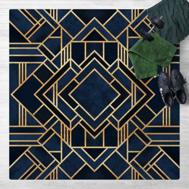 Kork-Teppich - Art Deco Gold - Quadrat 1:1