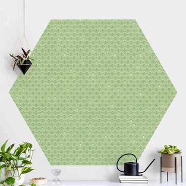 Hexagon Mustertapete selbstklebend - Art Deco Strahlende Bögen Muster