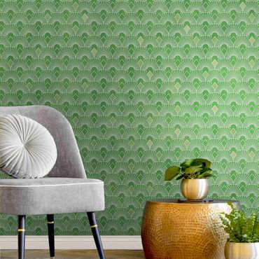 Metallic Tapete  - Art Deco Strahlende Bögen Muster