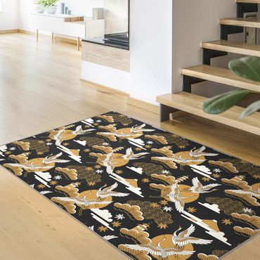 Teppich - Asiatisches Muster mit Kranichen im Herbst