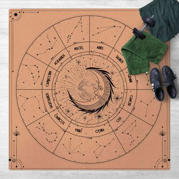 Kork-Teppich - Astrologie Mond und Sternzeichen - Quadrat 1:1