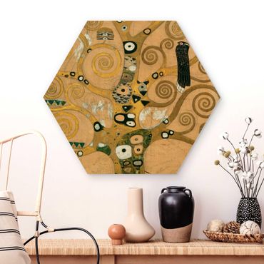 Hexagon Bild Holz - Gustav Klimt - Der Lebensbaum
