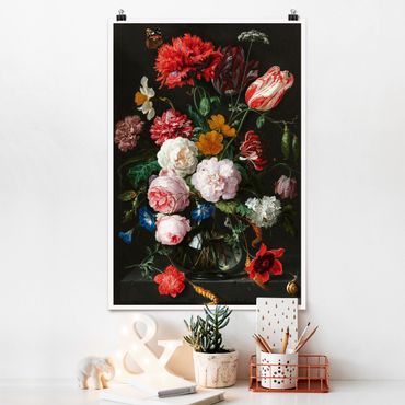 Poster - Jan Davidsz de Heem - Stillleben mit Blumen in einer Glasvase - Hochformat 3:2
