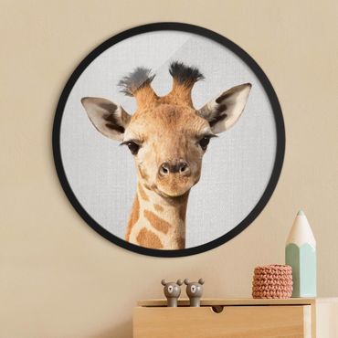 Rundes Gerahmtes Bild - Baby Giraffe Gandalf