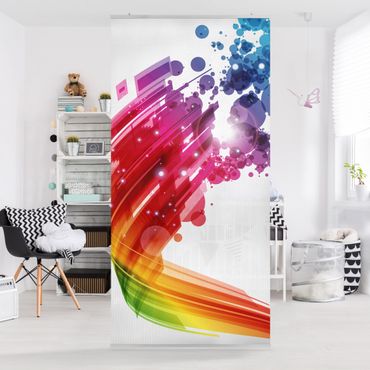 Raumteiler - Rainbow Wave and Bubbles 250x120cm
