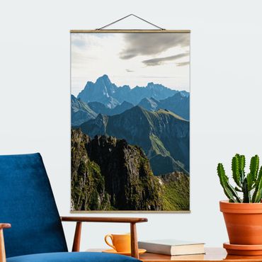 Stoffbild mit Posterleisten - Berge auf den Lofoten - Hochformat 2:3