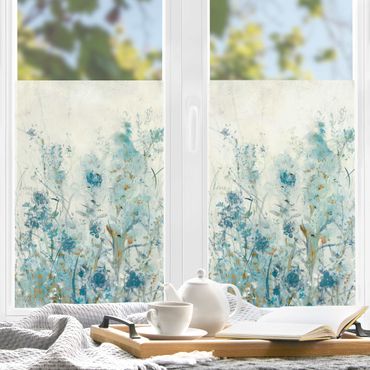 Fensterfolie - Sichtschutz - Blaue Frühlingswiese II - Fensterbilder