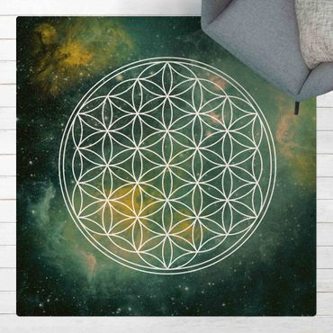 Kork-Teppich - Blume des Lebens im Licht der Sterne - Quadrat 1:1