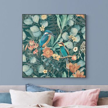 Wechselbild - Blumenparadies Eisvogel und Kolibri