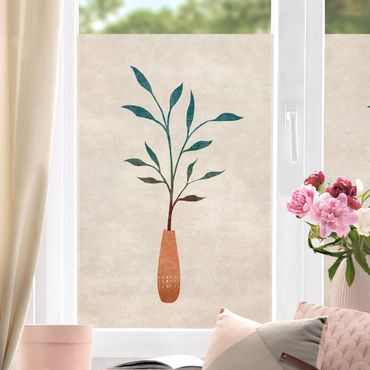 Fensterfolie - Sichtschutz - Boho Blätter In Vase I - Fensterbilder