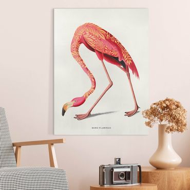 Leinwandbild - Boho Vogel - Flamingo - Hochformat 3:4