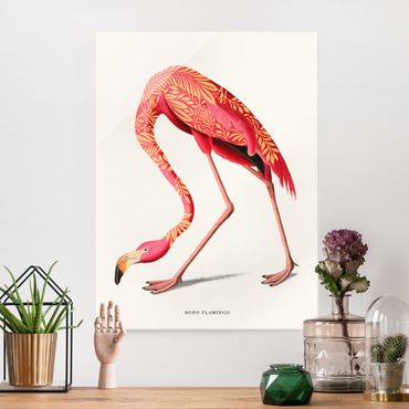 Glasbild - Boho Vogel - Flamingo - Hochformat 3:4
