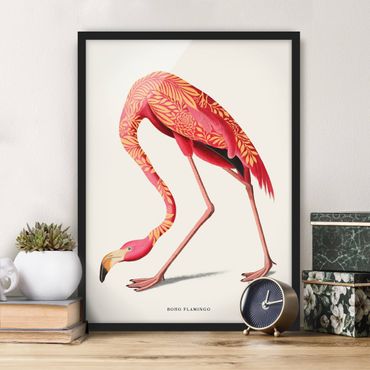 Bild mit Rahmen - Boho Vogel - Flamingo - Hochformat 3:4