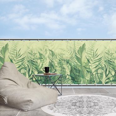 Balkon Sichtschutz - Botanik - Tropische Blätter Gelbgrün