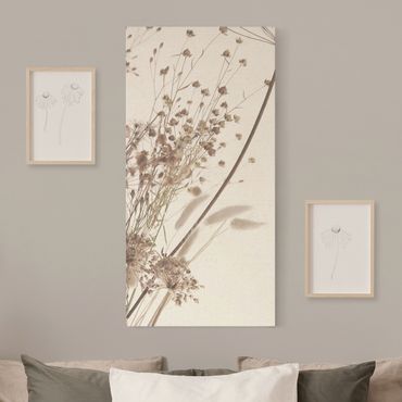 Leinwandbild Natur - Bouquet aus Ziergras und Blüten - Hochformat 1:2