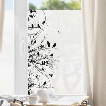 Fensterfolie - Sichtschutz - Branches and Birds in Spring - Fensterbilder