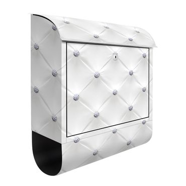 Briefkasten - Diamant Weiß Luxus - Briefkasten mit Zeitungsrolle