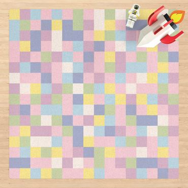 Kork-Teppich - Buntes Mosaik Zuckerwatte - Quadrat 1:1