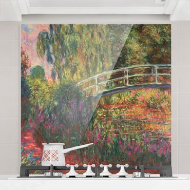 Glas Spritzschutz - Claude Monet - Japanische Brücke im Garten von Giverny - Quadrat - 1:1