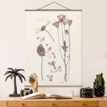 Stoffbild mit Posterleisten - Herbarium in rosa II - Hochformat 3:4