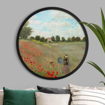 Rundes Gerahmtes Bild - Claude Monet - Mohnfeld bei Argenteuil