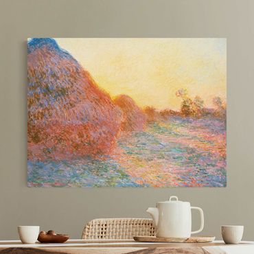 Leinwanddruck Claude Monet - Gemälde Strohschober im Sonnenlicht - Kunstdruck Quer 4:3 - Impressionismus