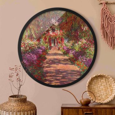 Rundes Gerahmtes Bild - Claude Monet - Weg in Monets Garten in Giverny