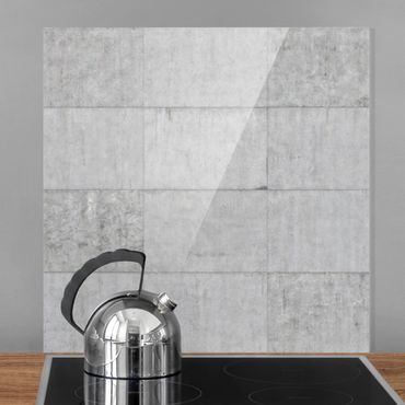 Glas Spritzschutz - Beton Ziegeloptik grau - Quadrat - 1:1