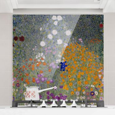 Glas Spritzschutz - Gustav Klimt - Bauerngarten - Quadrat - 1:1