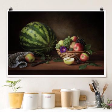 Poster - Stillleben mit Melone - Querformat 2:3