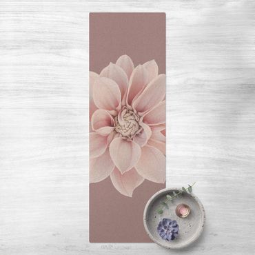 Kork-Teppich - Dahlie Blume Lavendel Weiß Rosa - Hochformat 1:3