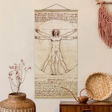 Stoffbild mit Posterleisten - Da Vinci - Hochformat 1:2