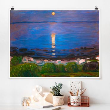 Poster - Edvard Munch - Sommernacht am Meeresstrand - Querformat 3:4